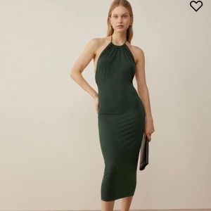 BNWT Reformation Spiro Dress Dark Green, Size S